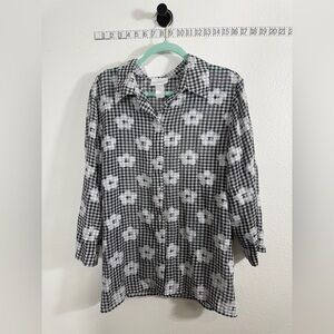 Alfred Dunner Black and White Checkered Blouse